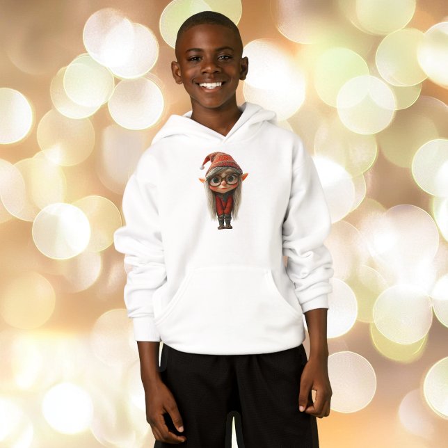 Shy Girl Christmas Elf Boy's Hoodie (Von Creator hochgeladen)