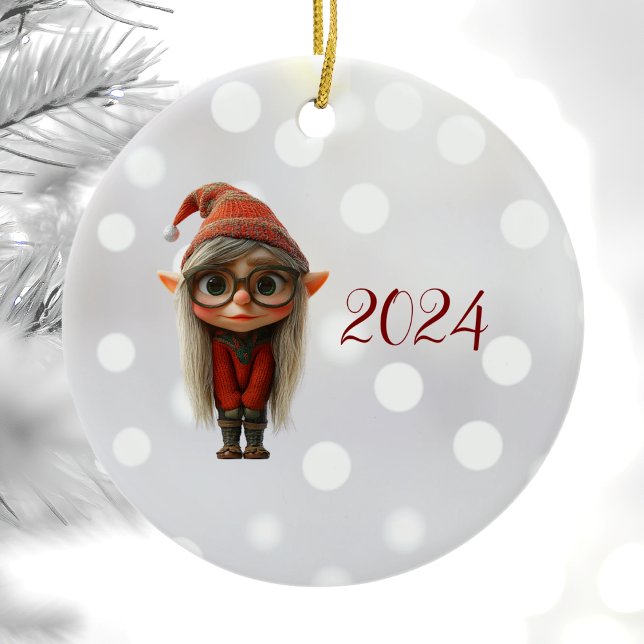 Shy Girl Christmas Elf Keramik Ornament (Von Creator hochgeladen)