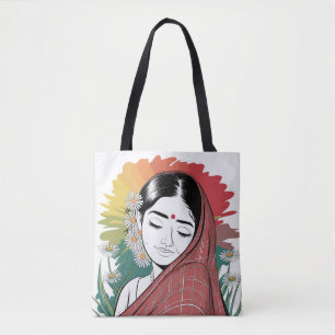 Shy Indian Woman Minimalistisch Art Tasche