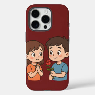 Shy Love Moment 💕 Süße Cartoon iPhone 16 Pro Hülle
