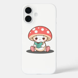 Shy Mushroom hält ein Buch iPhone 16 Hülle