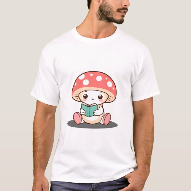 Shy Mushroom hält ein Buch T-Shirt (Vorderseite)
