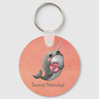 Shy Narwhal mit Donut Schlüsselanhänger