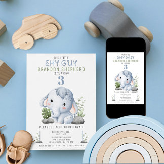 Shy Typ Elephant zum Geburtstag Einladung