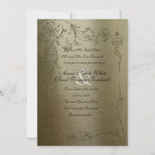 Shy Unicorn Gold Metallic Wedding Einladung