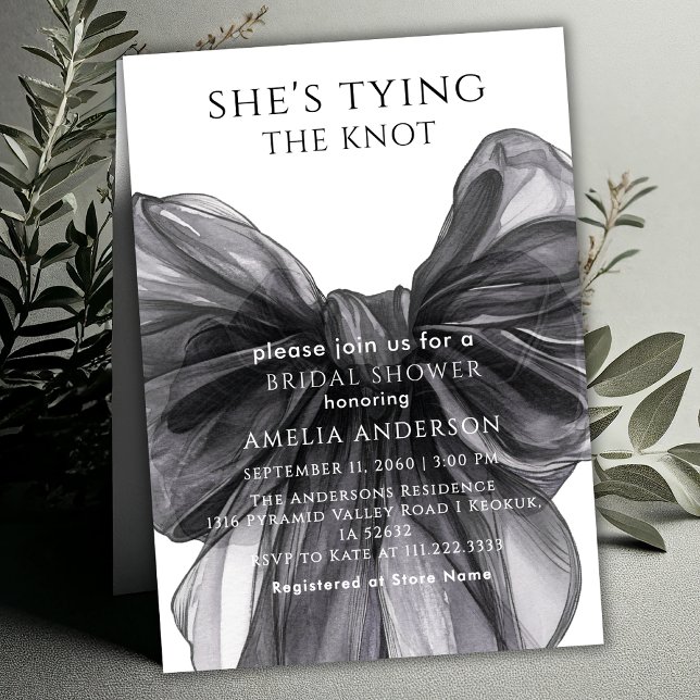 Shying the Knot Black Bow-Brautparty Einladung (Von Creator hochgeladen)