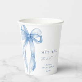 Shying the Knot Dusty Blue Bow Brautparty Pappbecher