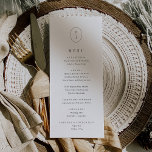 SHYLAH Boho Moderne Minimalistische Chic Simple We Menükarte<br><div class="desc">Diese schicke,  moderne,  minimalistische,  einfache Hochzeitskarte aus der Shylah Collection ist perfekt für eine klassische Hochzeit. Das schlichte Schwarz-Weiß-Design zeichnet sich durch ein geometrisch ovales Monogramm mit den Initialen des Paares und ein elegantes,  aber gleichzeitig boho-Ambiente aus. Diese Speisekarte kann für Hochzeitsfeiern,  Proben oder jede Veranstaltung verwendet werden.</div>