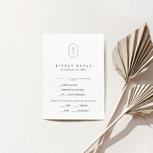 SHYLAH Elegant Monogram Neutral Wedding RSVP Card Karte