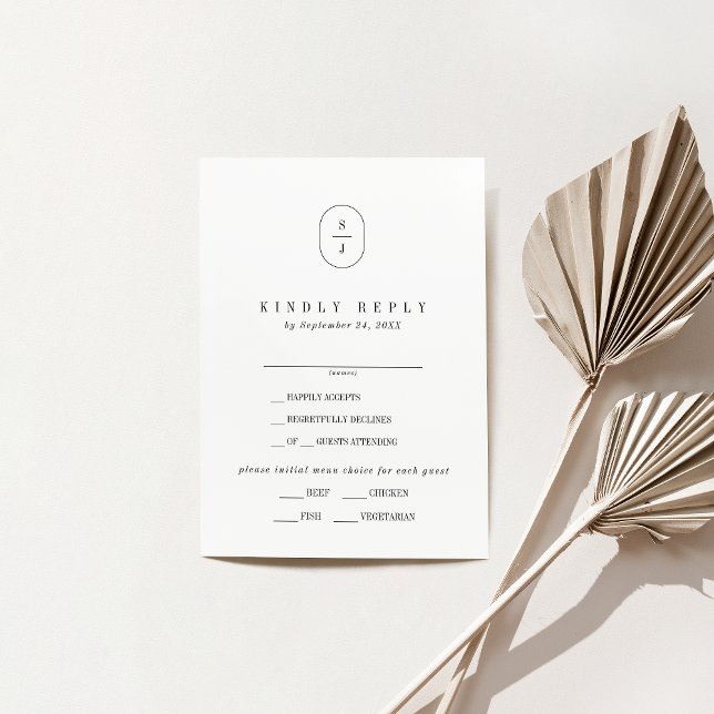 SHYLAH Elegant Monogram Neutral Wedding RSVP Card Karte (SHYLAH Elegant Monogram Neutral Wedding RSVP Card)