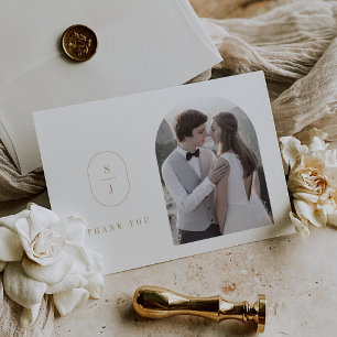 SHYLAH Flat Formal Classic Boho Gold Foto Wedding Dankeskarte