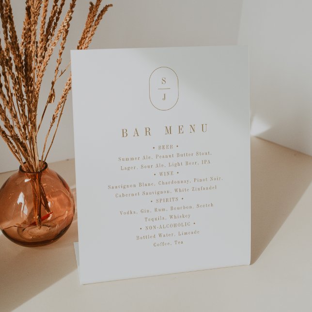 SHYLAH Minimalistisch Gold White Wedding Bar Menu  Sockelschild (SHYLAH Minimalist Gold White Wedding Bar Menu Sign)