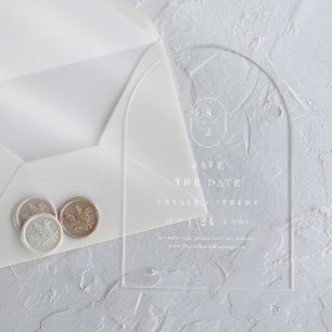 SHYLAH Monogram White Arch Wedding Save the Date Acryleinladungen