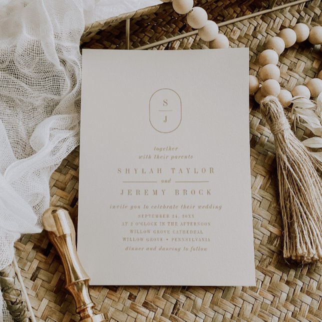 SHYLAH Simple Gold Cream Ivory Modern Boho Wedding Einladung (SHYLAH Simple Gold Cream Ivory Modern Boho Wedding Invitation)