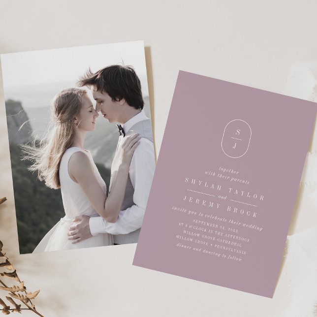 SHYLAH Simple Lilac Modernes Lila Foto Hochzeit Einladung (SHYLAH Simple Lilac Modern Purple Photo Wedding Invitation)