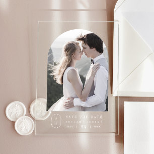 SHYLAH Weiße Boho-Monogramm-Hochzeit Speichert das Acryleinladungen