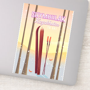 Shymbulak Kasachstan Skifahrplakat Aufkleber