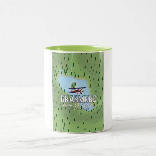 Shymbulak Kasachstan Skifahrplakat Zweifarbige Tasse (Mittel)