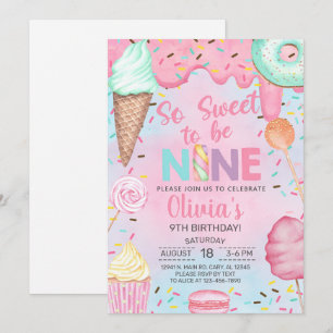 Si doux d'avoir 9 ans invitation d'anniversaire po