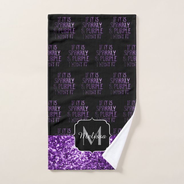 Si Sparkly et Purple je le veux Monogram Black (Serviette à main)