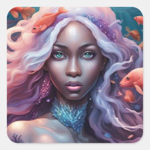Sia Mia - Mermaid Serie Art Collection Quadratischer Aufkleber