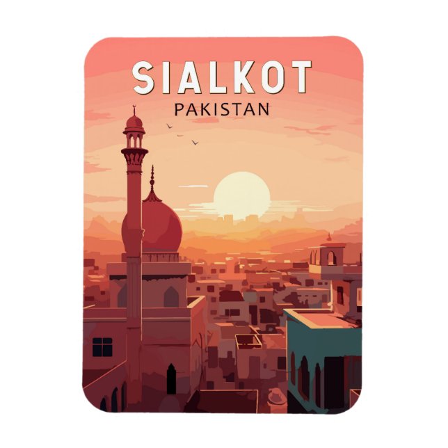 Sialkot Pakistan Reisekunst Vintag Magnet (Vertikal)
