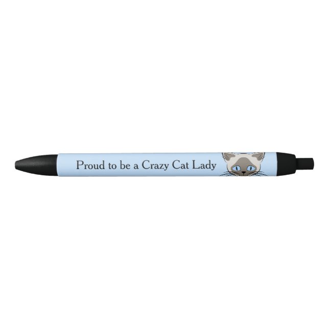 Siam Blue Mit Augen Cat Face Dark on Light Graphic Kugelschreiber (Vorderseite)