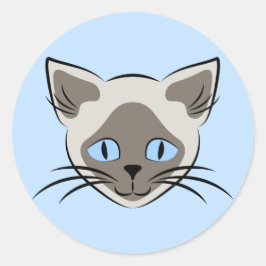 Siam Blue Mit Augen Cat Face Dark on Light Graphic Runder Aufkleber