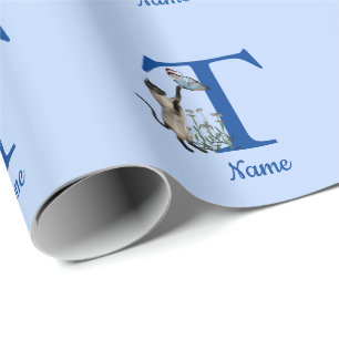 Siam Cat Butterfly Monogram, initial to your name Geschenkpapier