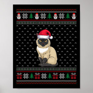 Siam Cat Wear Weihnachtsmannmütze Ugly Xmas Cat Lo Poster