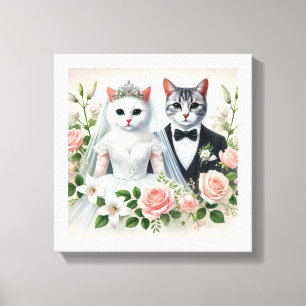 Siam Cat Wedding Couple Leinwanddruck
