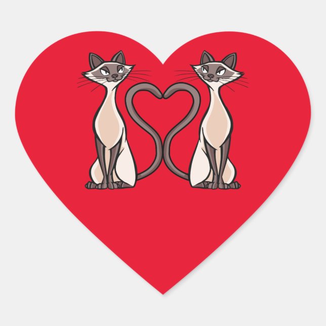 Siam Cats Heart Sticker (Vorderseite)