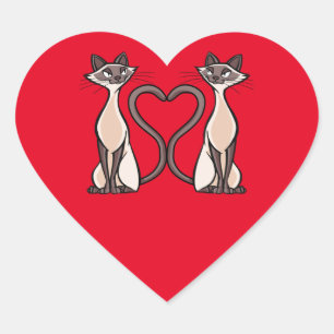 Siam Cats Heart Sticker