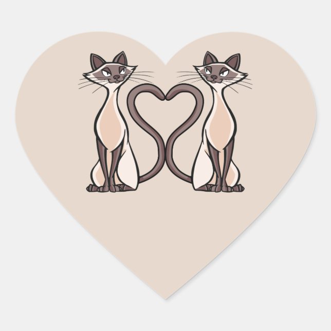 Siam Cats Heart Sticker (Vorderseite)