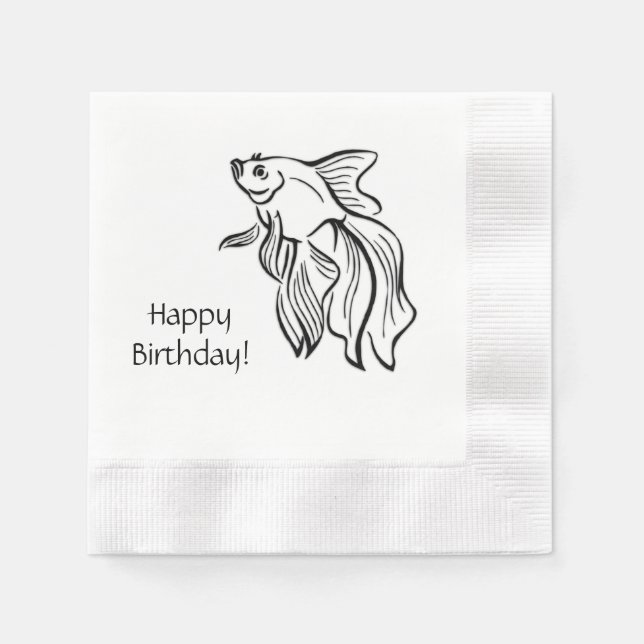 Siam Fighting Fish Birthday Serviette (Vorderseite)
