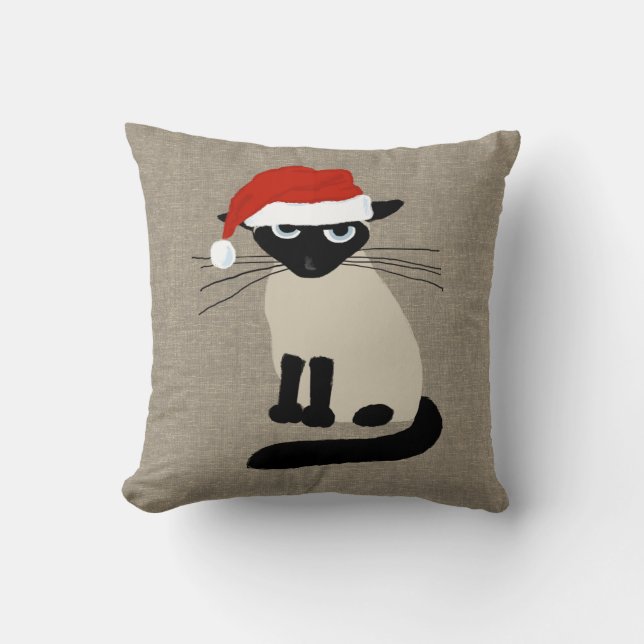 Siam Santa Claws - Funny Christmas Kitty Cat Kissen (Vorderseite)
