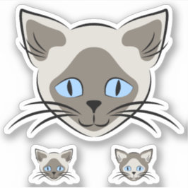 Siamese Blue Mit Augen Cat Face Graphic Art Aufkleber