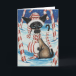 Siamese Candy Cane Kitty Feiertagskarte<br><div class="desc">Teil meiner Siamesserie</div>