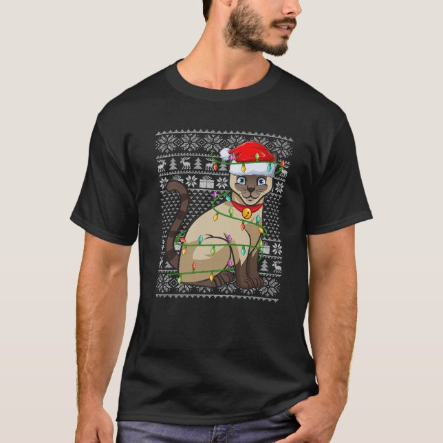 Siamese Cat Animal Lover Santa Ugly Siamese Cat Ch T-Shirt (Vorderseite)