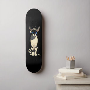 Siamese Cat Art Blue-Mit Augen Cat Lover Skateboard
