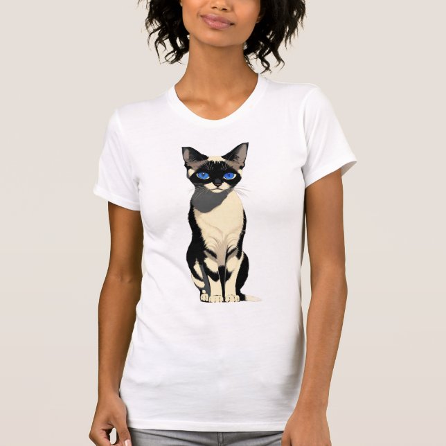 Siamese Cat Art Blue-Mit Augen Cat Lover T-Shirt (Vorderseite)
