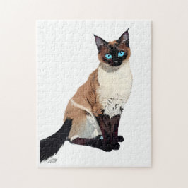 Siamese Cat Art Electric Blue-Mit Augen Cat Lover