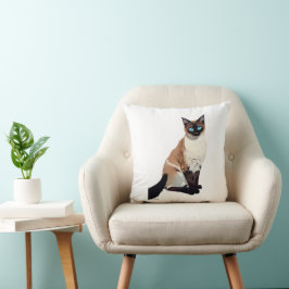 Siamese Cat Art Electric Blue-Mit Augen Cat Lover Kissen