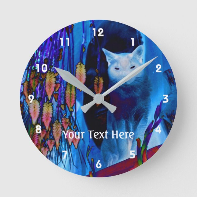 Siamese Cat Asbtract Animal Art Runde Wanduhr (Vorderseite)