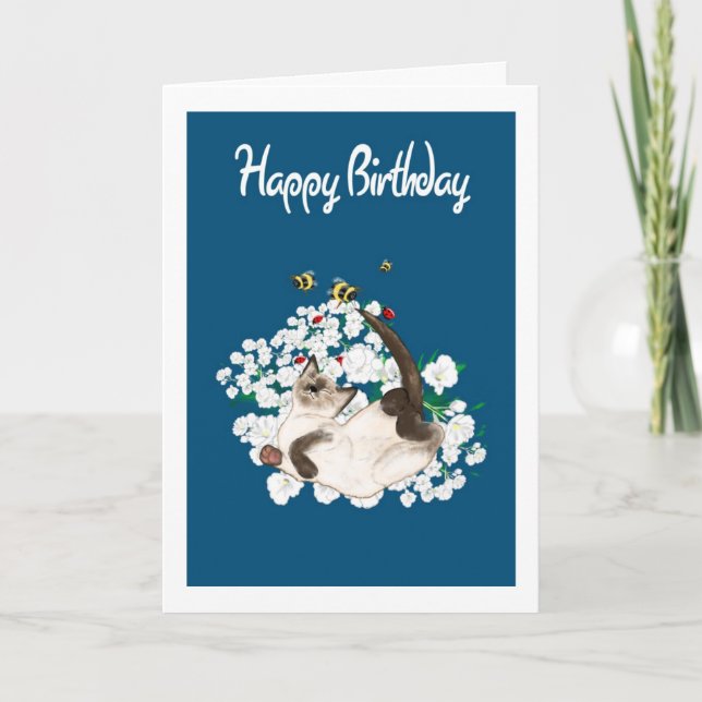 Siamese Cat Birthday Card - Eigener Gruß hinzufüge Karte (Vorderseite)