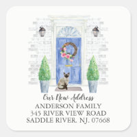 Siamese Cat Blue Dose New Address Label Aufkleber