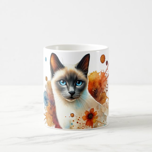 Siamese Cat Blue Point Watercolor Kaffeetasse (Mittel)