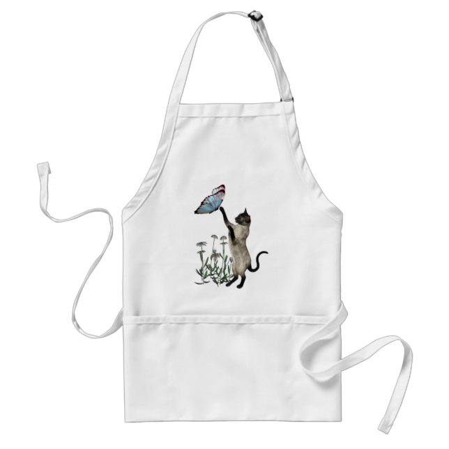 Siamese Cat Butterfly Daisies Apron Schürze (Vorne)