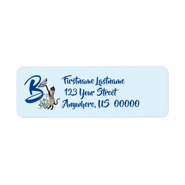 Siamese Cat Butterfly Monogram, erste B-Adresse (Vorne)