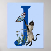 Siamese Cat Butterfly Monogram Initial J